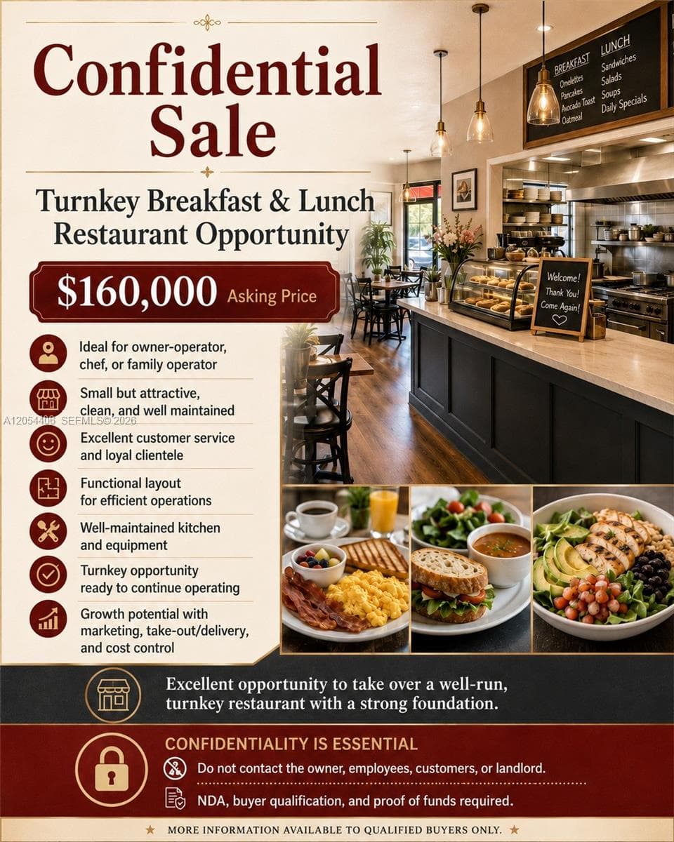 Confidential Turnkey Breakfast & Lunch Restaurant